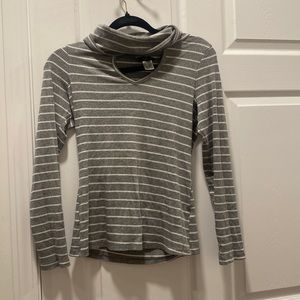Womens striped turtleneck with cutout